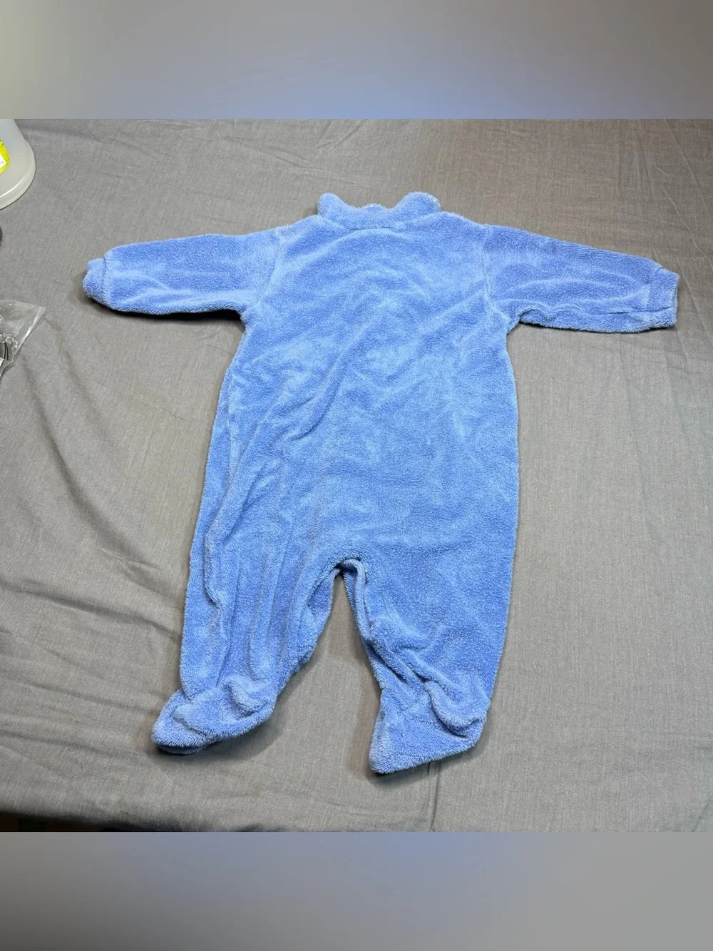 Vintage Carter's Light Blue Plush Footed One-Piece with Turtle & Car Embroidery
